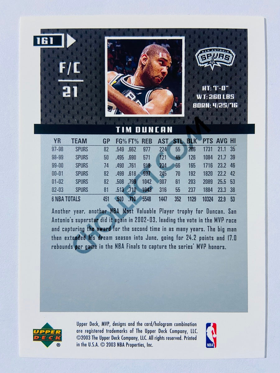 Tim Duncan - San Antonio Spurs 2003 Upper Deck MVP #161