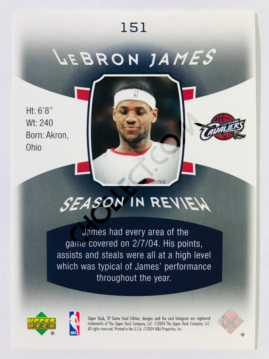 LeBron James - Cleveland Cavaliers 2004 Upper Deck SP Game Used Edition Season in Review #151 708/999