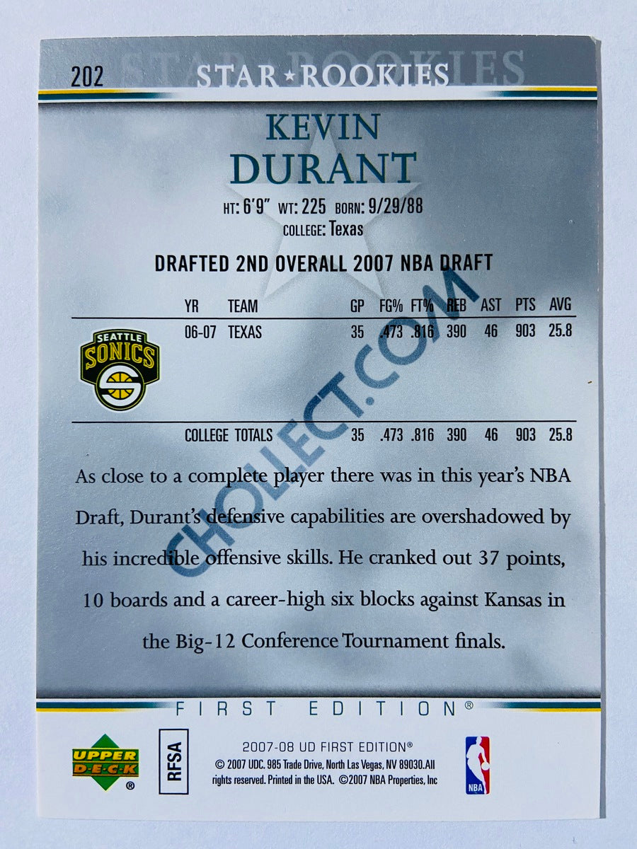 Kevin Durant - Oklahoma City Thunder 2007-08 Upper Deck First Edition Star Rookies Rookie Card #202