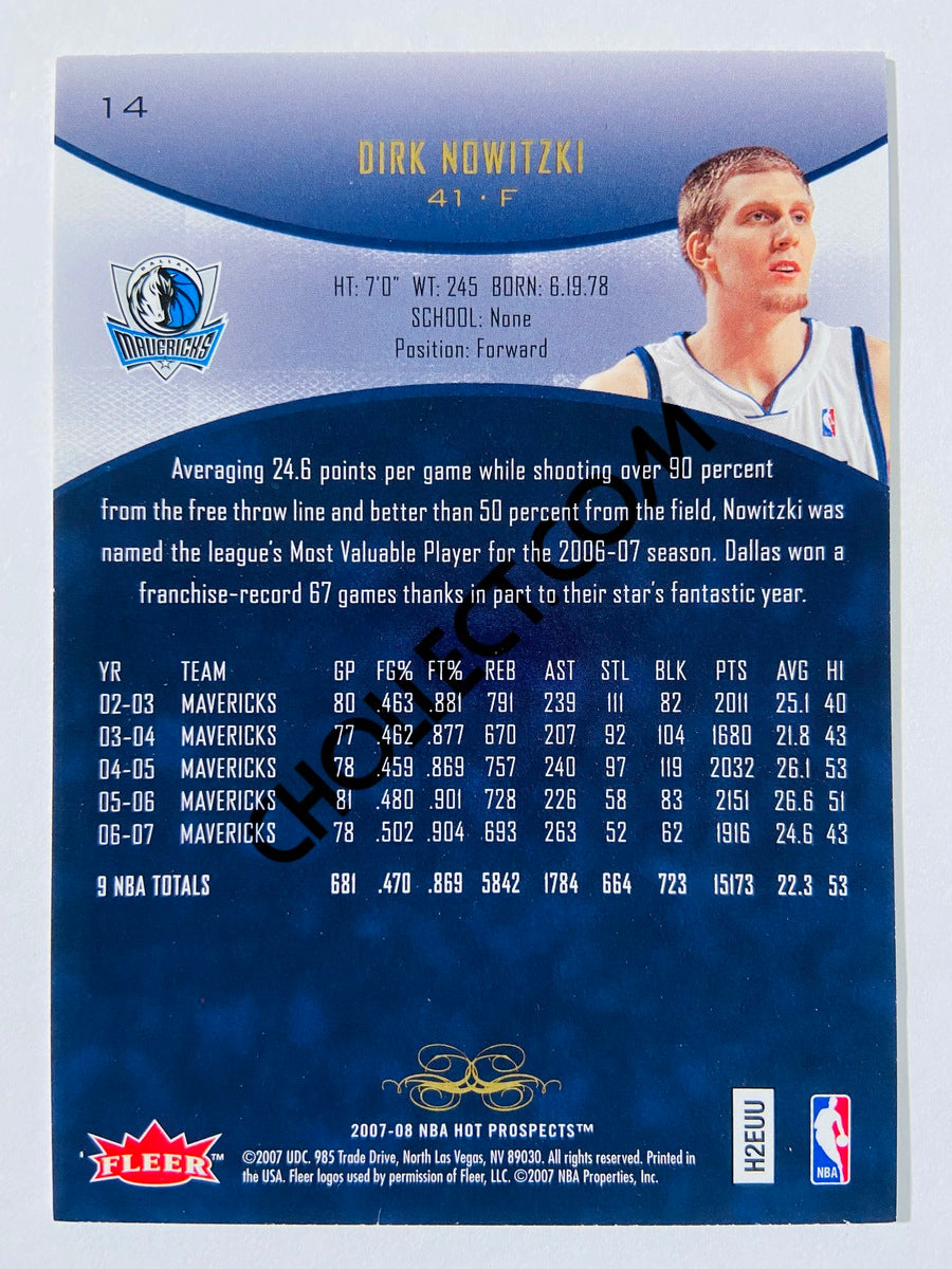 Dirk Nowitzki - Dallas Mavericks 2007-08 Fleer Hot Prospects #14