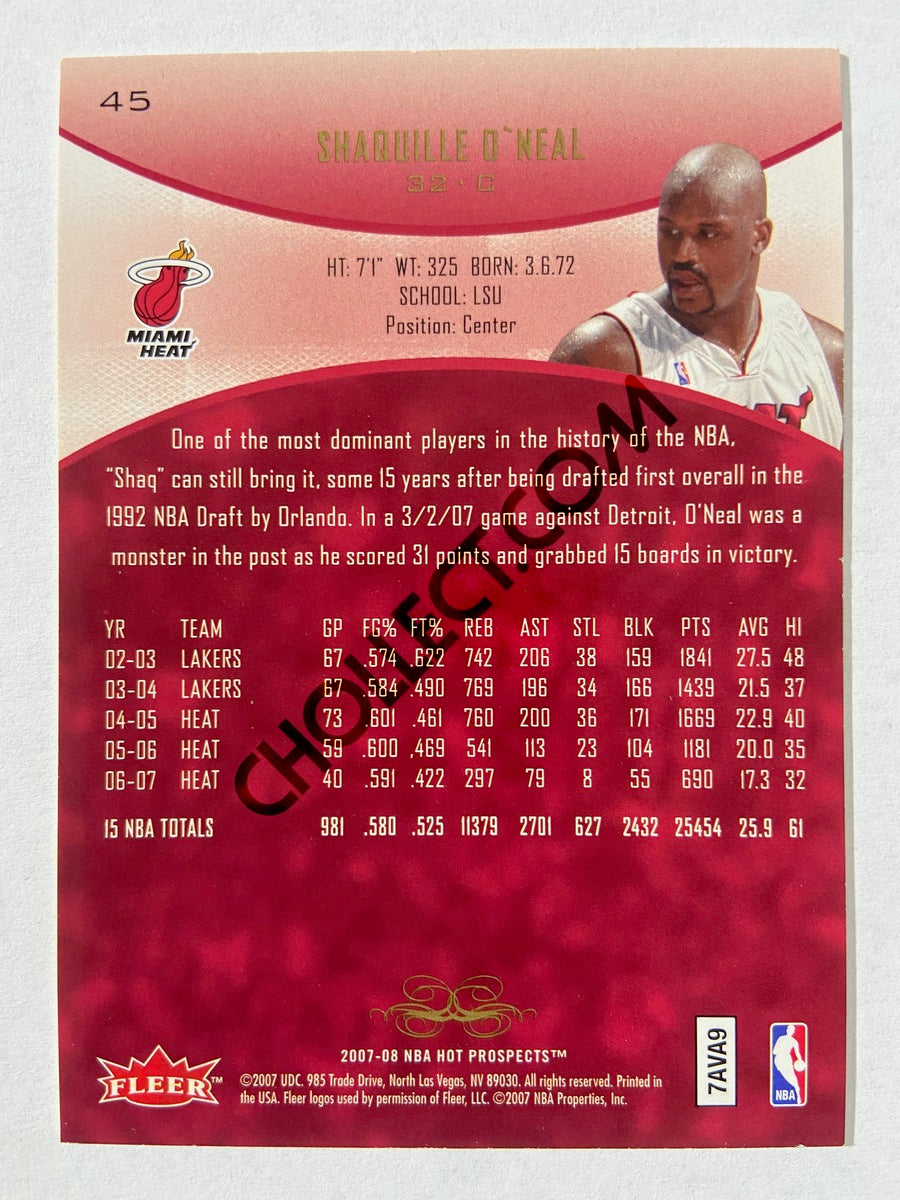 Shaquille O'Neal – Miami Heat 2007-08 Fleer Hot Prospects #45