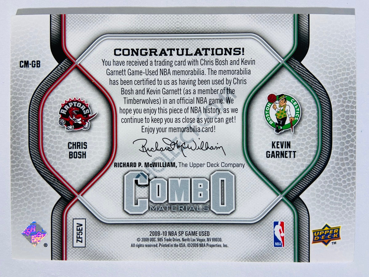 Chris Bosh - Toronto Raptors / Kevin Garnett Boston Celtics 2009-10 Upper Deck SP Game Used Edition Combo Materials #CM-GB 244/499