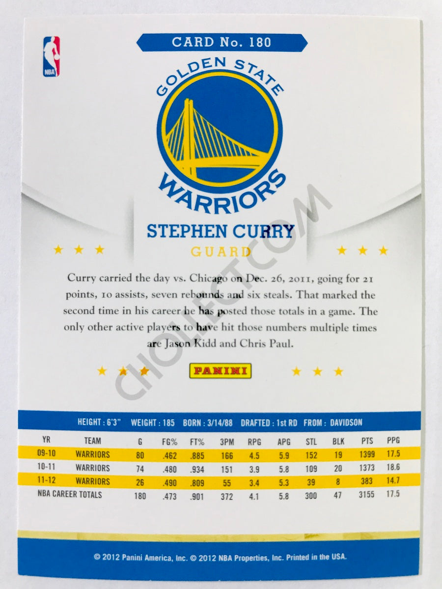 Stephen Curry - Golden State Warriors 2011-12 Panini NBA Hoops #180