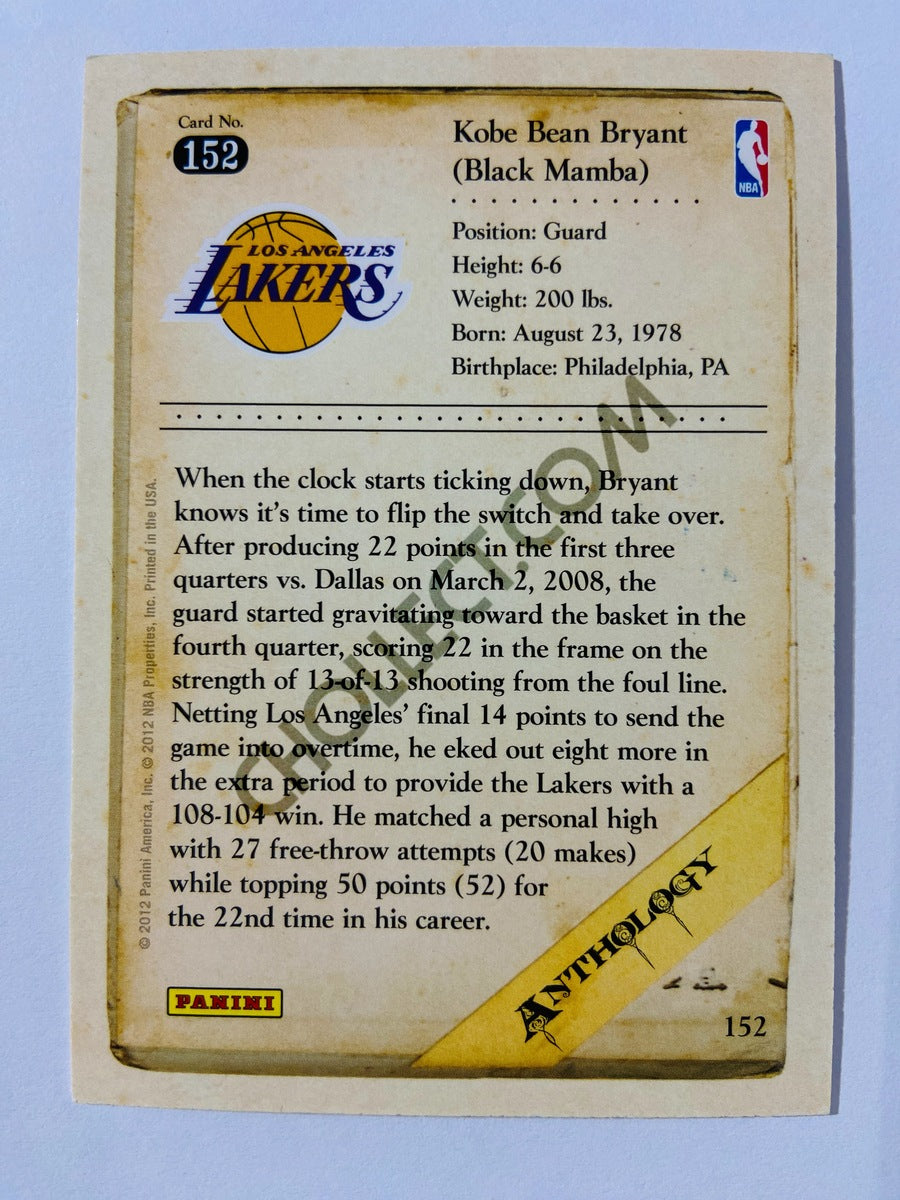 Kobe Bryant - Los Angeles Lakers 2012 Panini Kobe Anthology #152