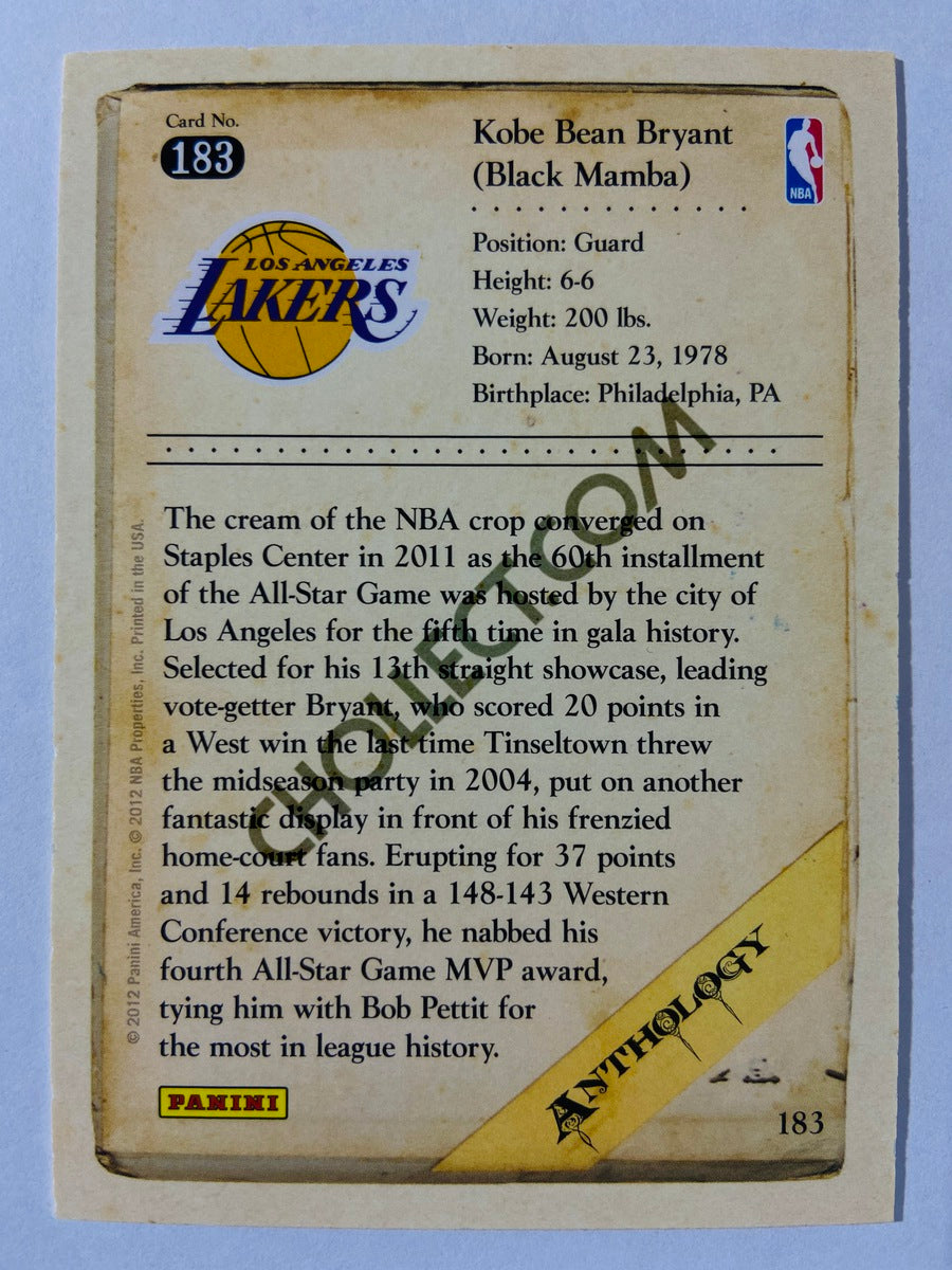 Kobe Bryant - Los Angeles Lakers 2012 Panini Kobe Anthology #183