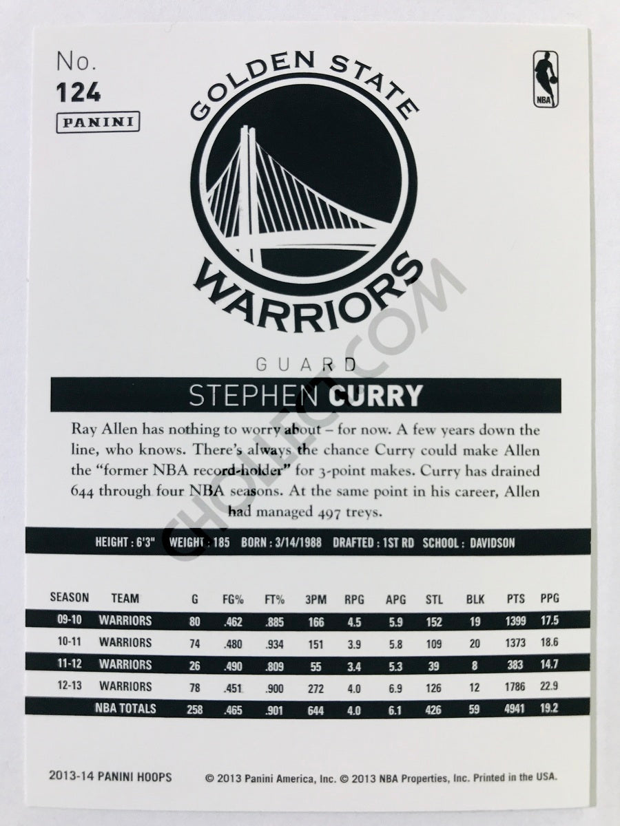 Stephen Curry - Golden State Warriors 2013-14 Panini NBA Hoops #124 Blue Parallel