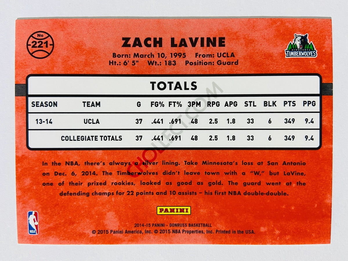 Zach Lavine - Minnesota Timberwolves 2014-15 Panini Donruss Rated Rookie #221