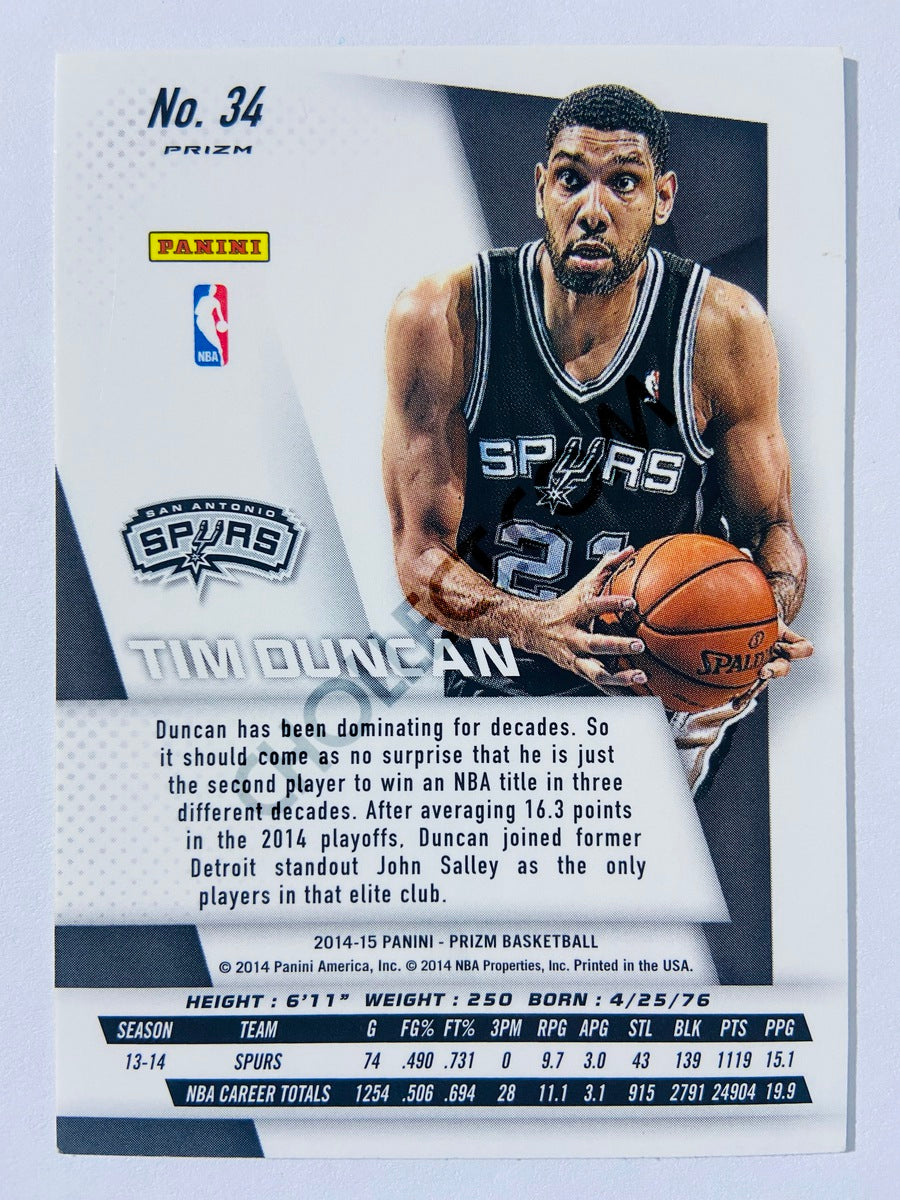 Tim Duncan - San Antonio Spurs 2014-15 Panini Prizm Blue and Green Parallel #34