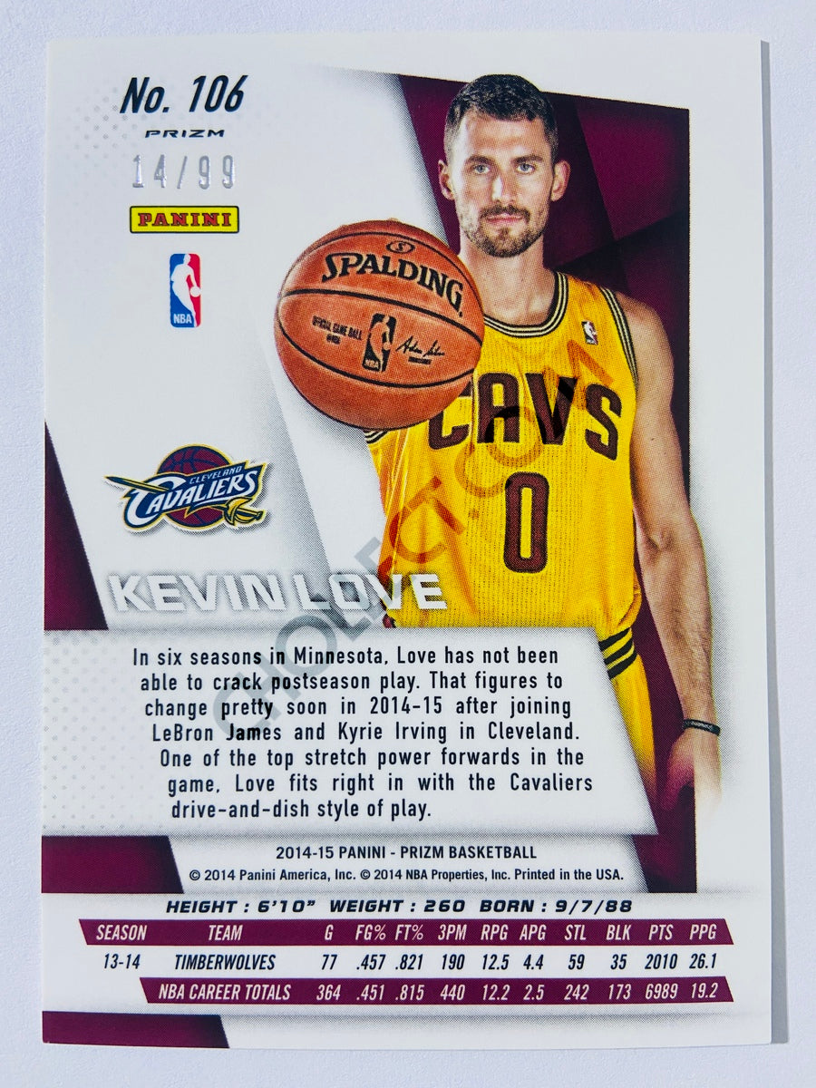 Kevin Love - Cleveland Cavaliers 2014-15 Panini Prizm Blue Prizm Parallel #106 | 14/99