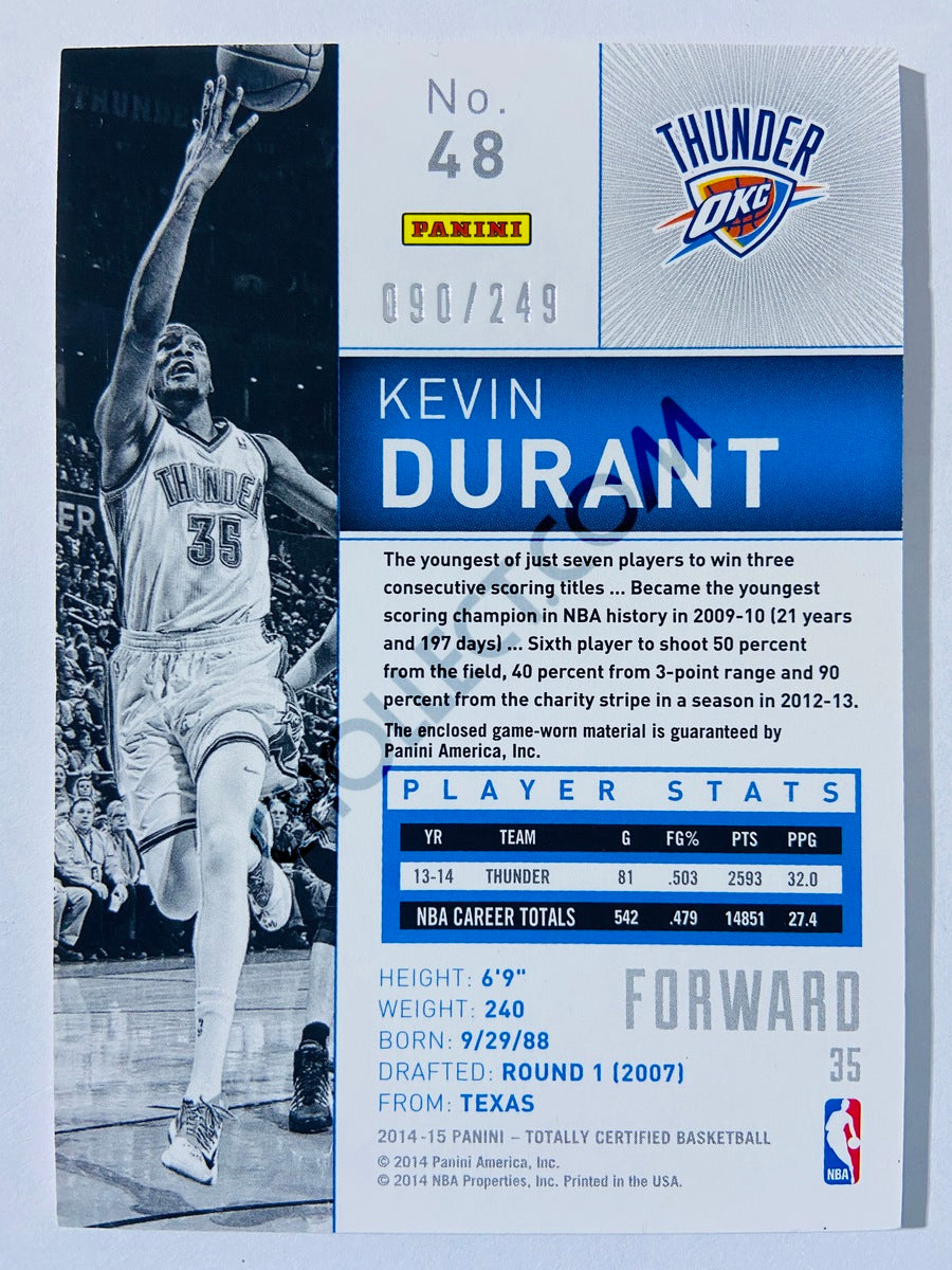 Kevin Durant - Oklahoma City Thunder 2014-15 Panini Totally Certified Red Jerseys #48 | 090/249