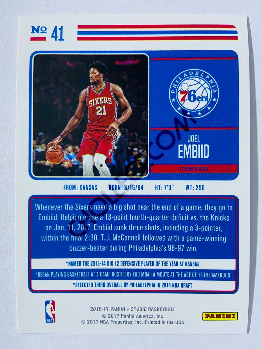 Joel Embiid - Philadelphia 76ers 2016-17 Panini Studio Action Base Card #41