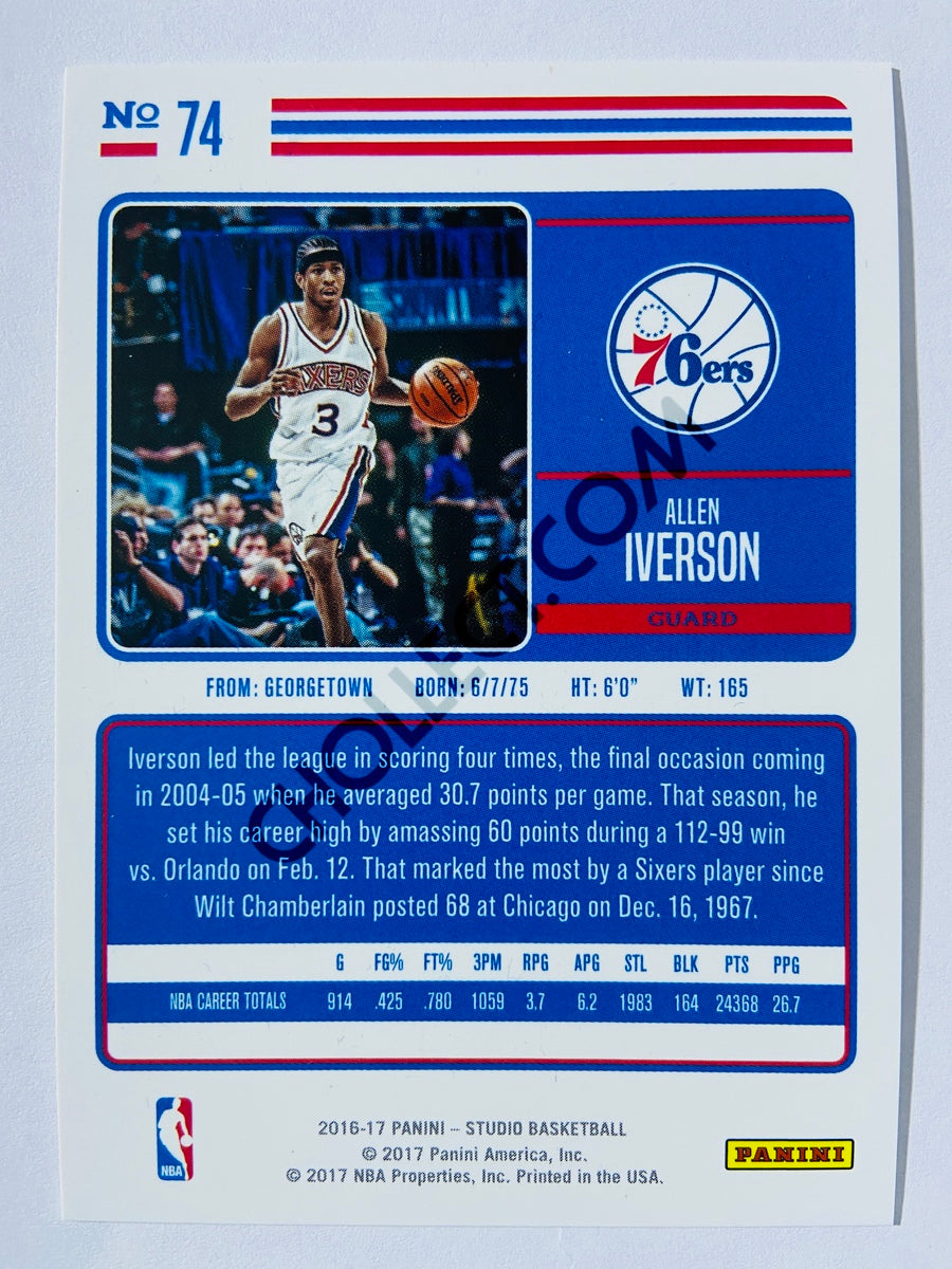 Allen Iverson - Philadelphia 76ers 2016-17 Panini Studio Action Base Card #74