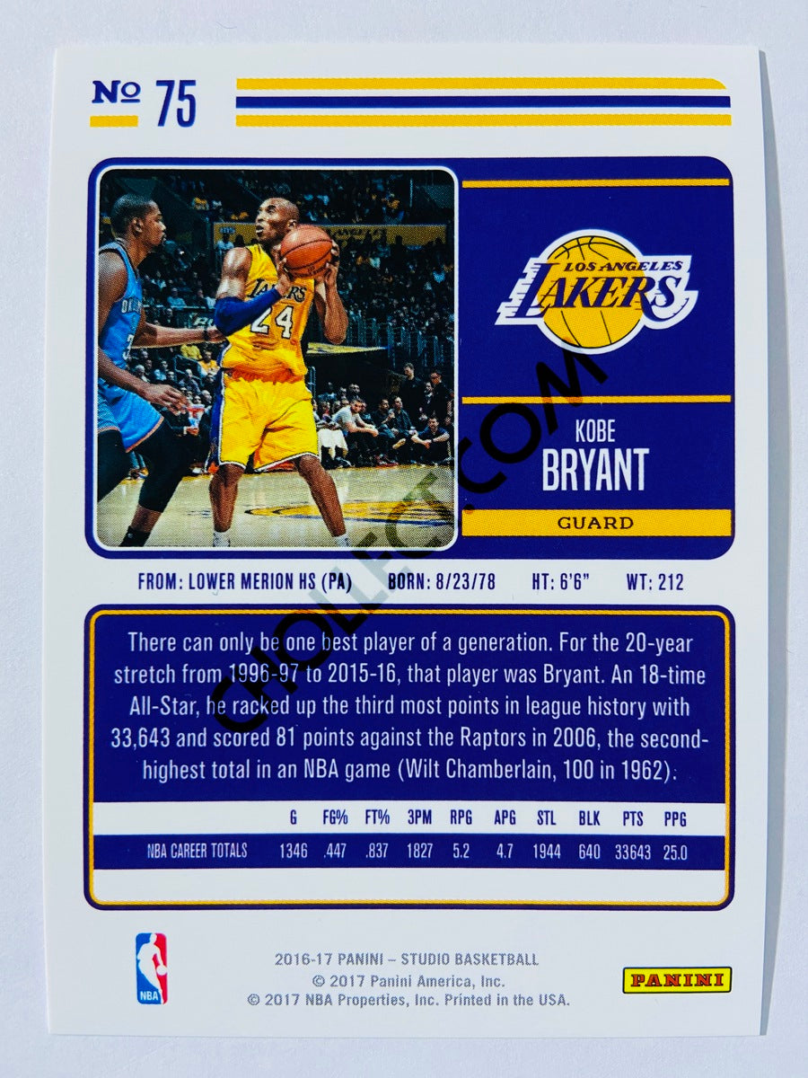 Kobe Bryant - Los Angeles Lakers 2016-17 Panini Studio Action #75