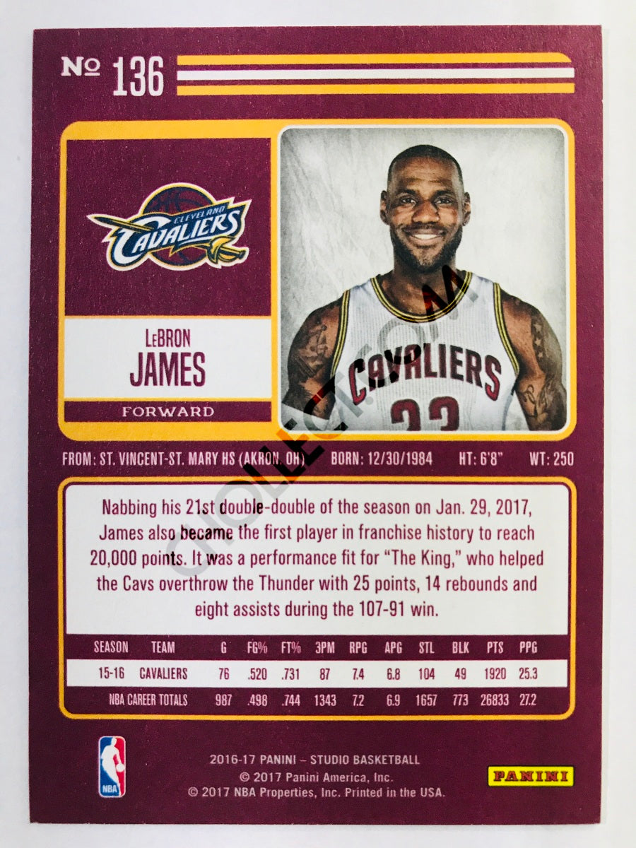 LeBron James - Cleveland Cavaliers 2016-17 Panini Studio Portrait #136