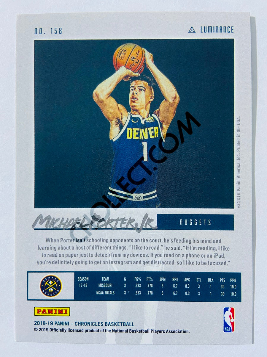 Michael Porter Jr. - Denver Nuggets 2018-19 Panini Chronicles Luminance RC Rookie #158