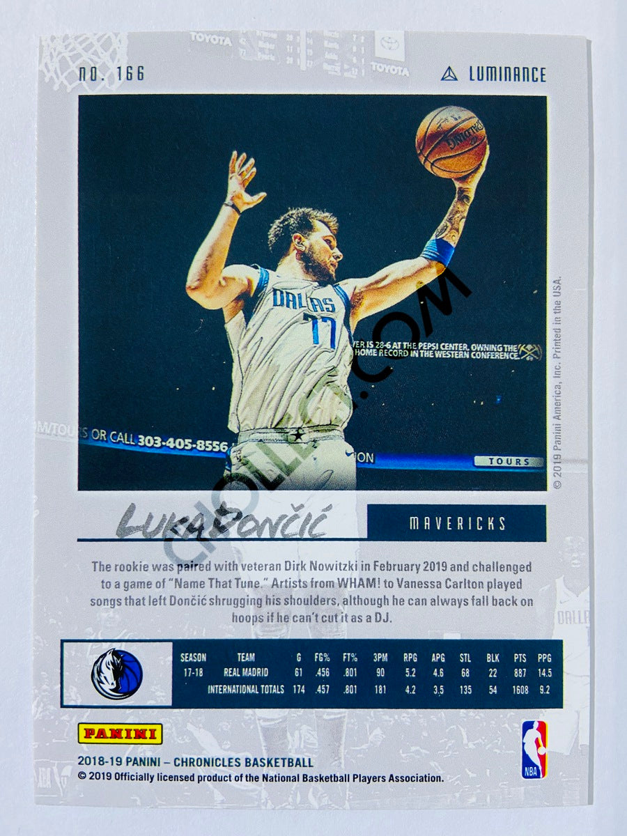 Luka Doncic - Dallas Mavericks 2018-19 Panini Chronicles Luminance RC Rookie #166