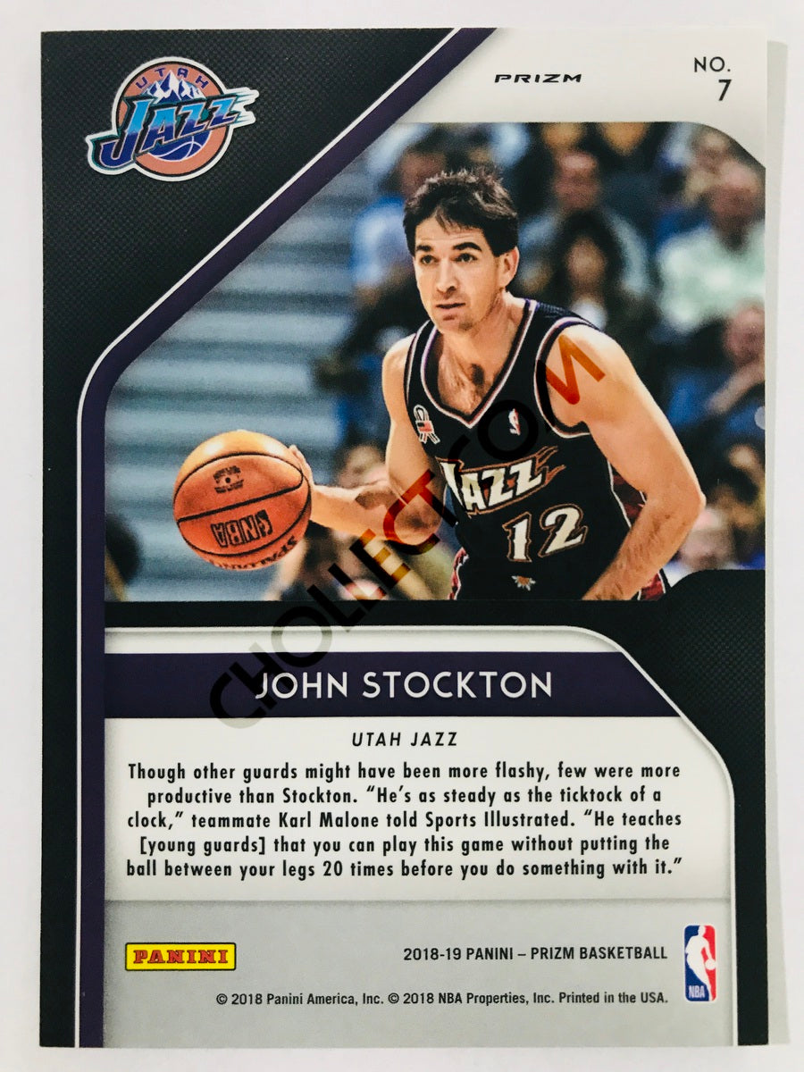 John Stockton - Utah Jazz 2018-19 Panini Prizm Hall Monitors Silver Parallel #7