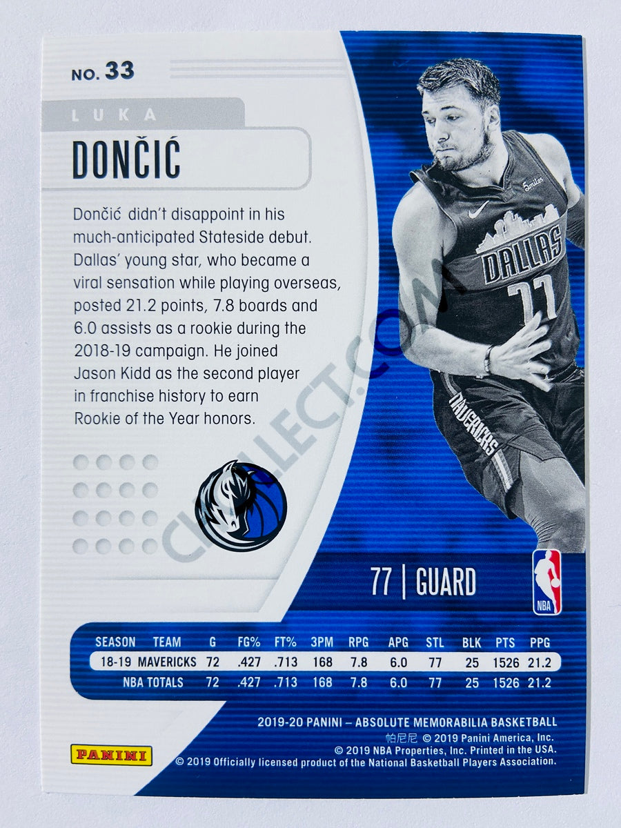 Luka Doncic - Dallas Mavericks 2019-20 Panini Absolute Memorabilia #33