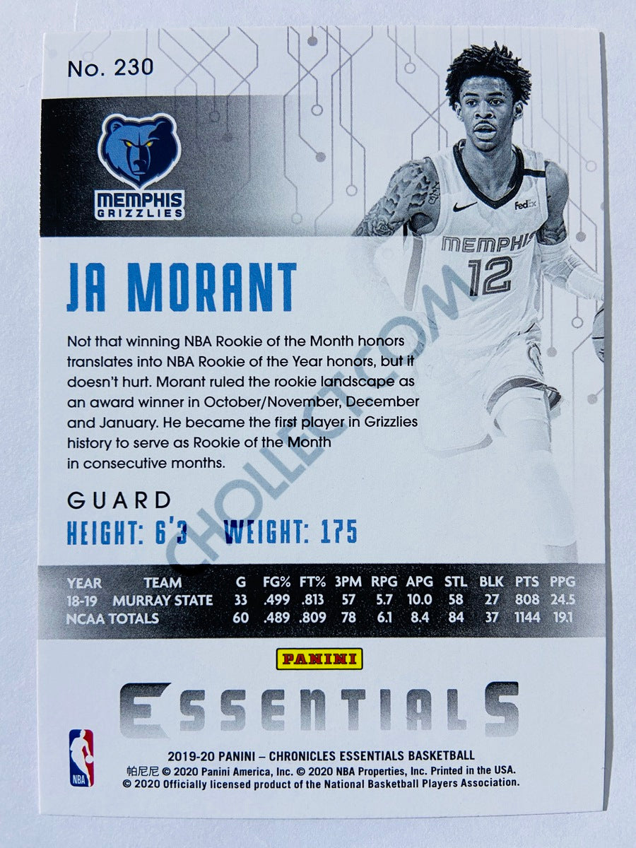 Ja Morant - Memphis Grizzlies 2019-20 Panini Chronicles Essentials Pink Parallel RC Rookie #230