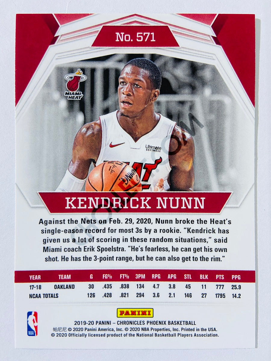 Kendrick Nunn - Miami Heat 2019-20 Panini Chronicles Phoenix RC Rookie #571