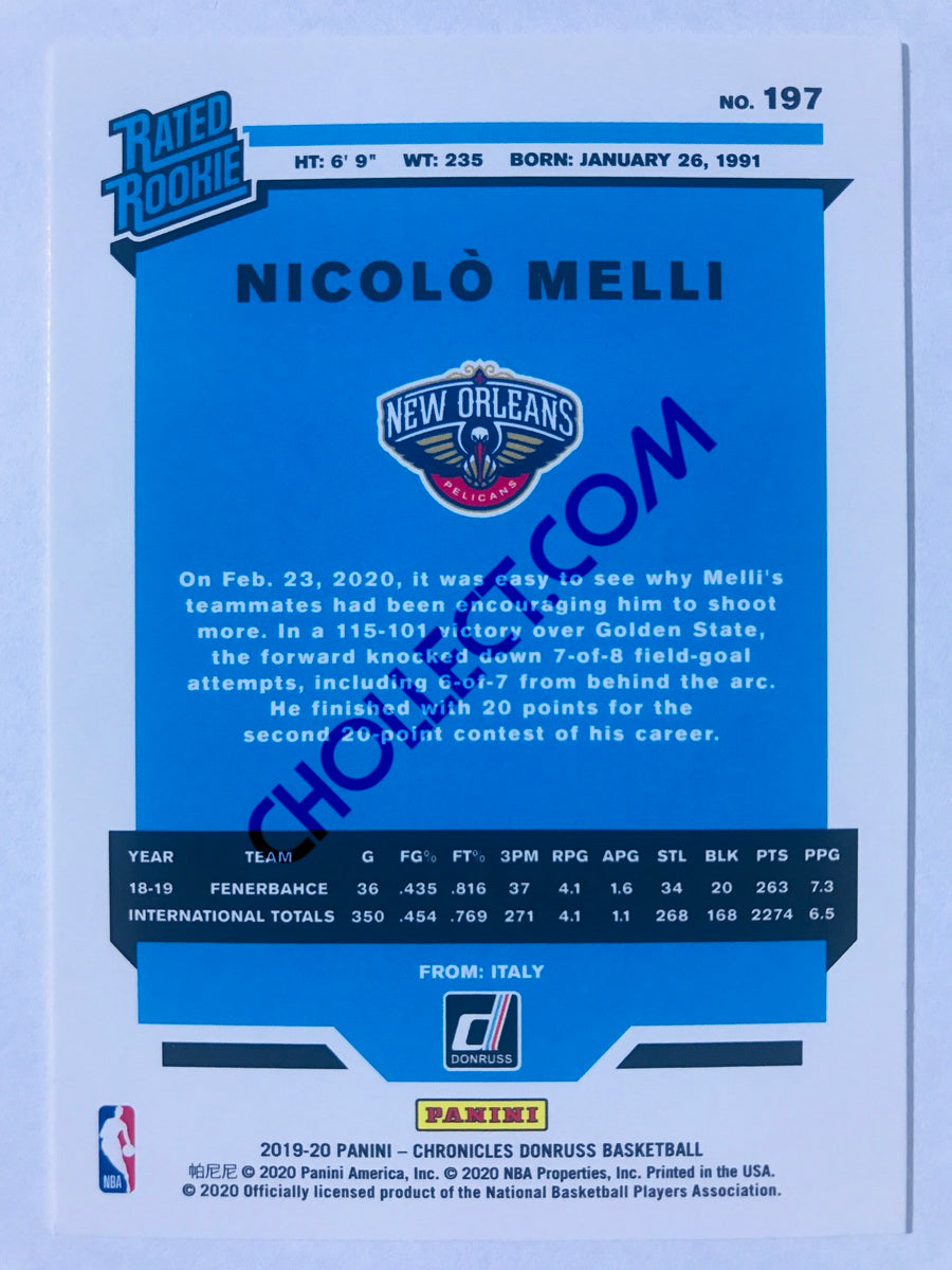 Nicolo Melli - New Orleans Pelicans 2019-20 Panini Chronicles Donruss Rated Rookie #197
