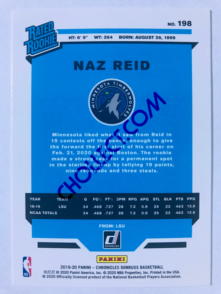 Naz Reid - Minnesota Timberwolves 2019-20 Panini Chronicles Donruss Rated Rookie Pink Parallel #198