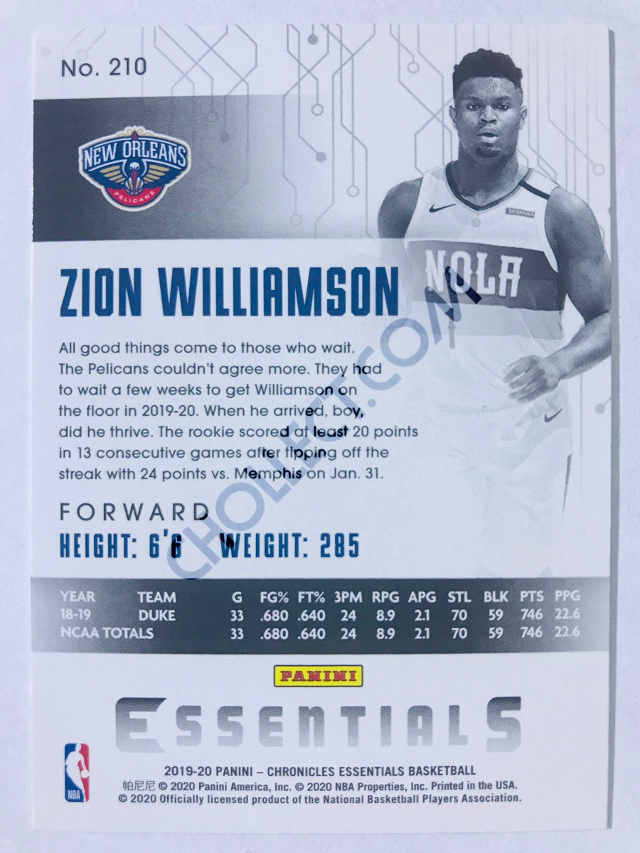 Zion Williamson - New Orleans Pelicans 2019-20 Panini Chronicles Essentials RC Rookie #210