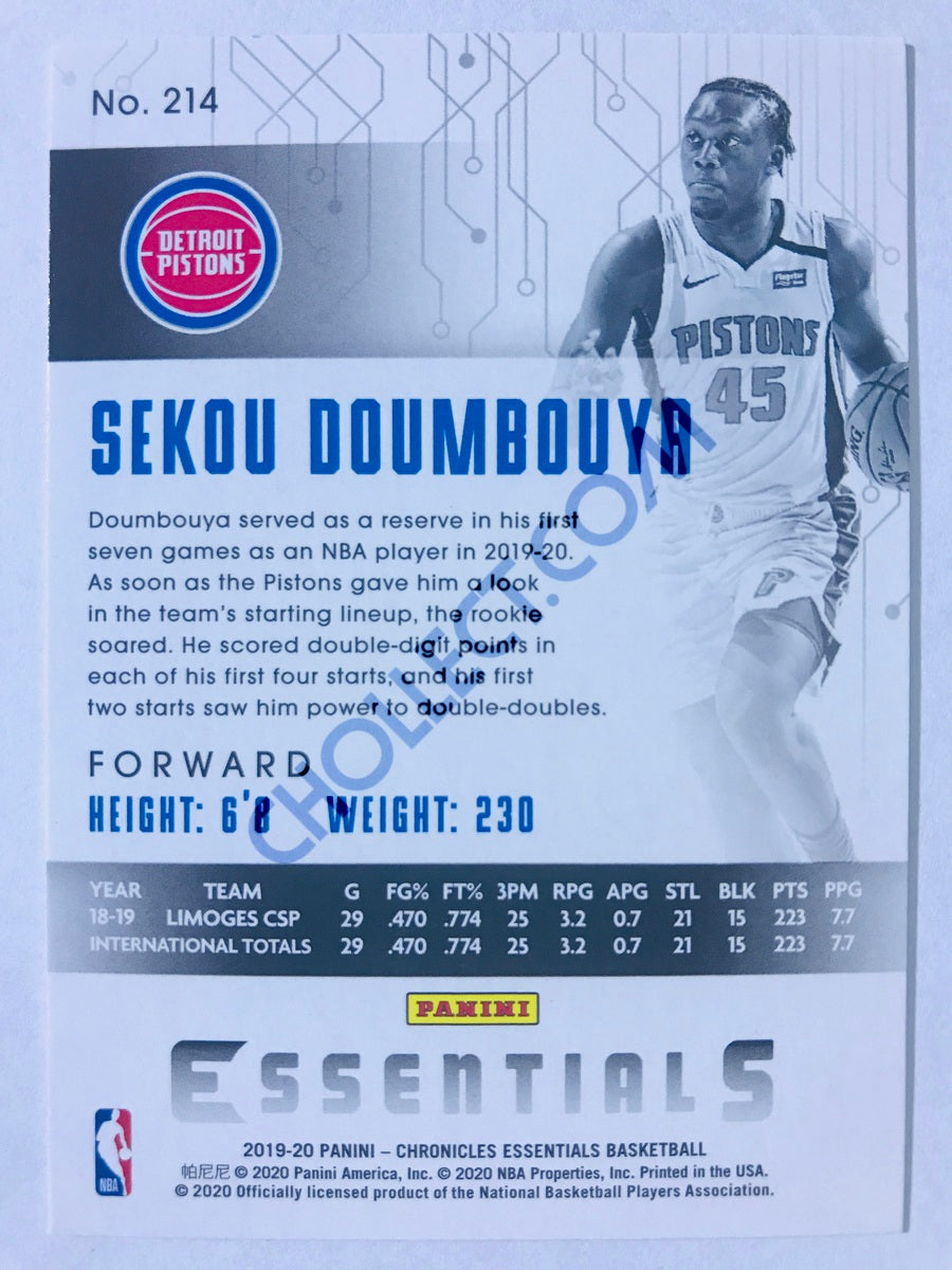 Sekou Doumbouya - Detroit Pistons 2019-20 Panini Chronicles Essentials RC Rookie #214