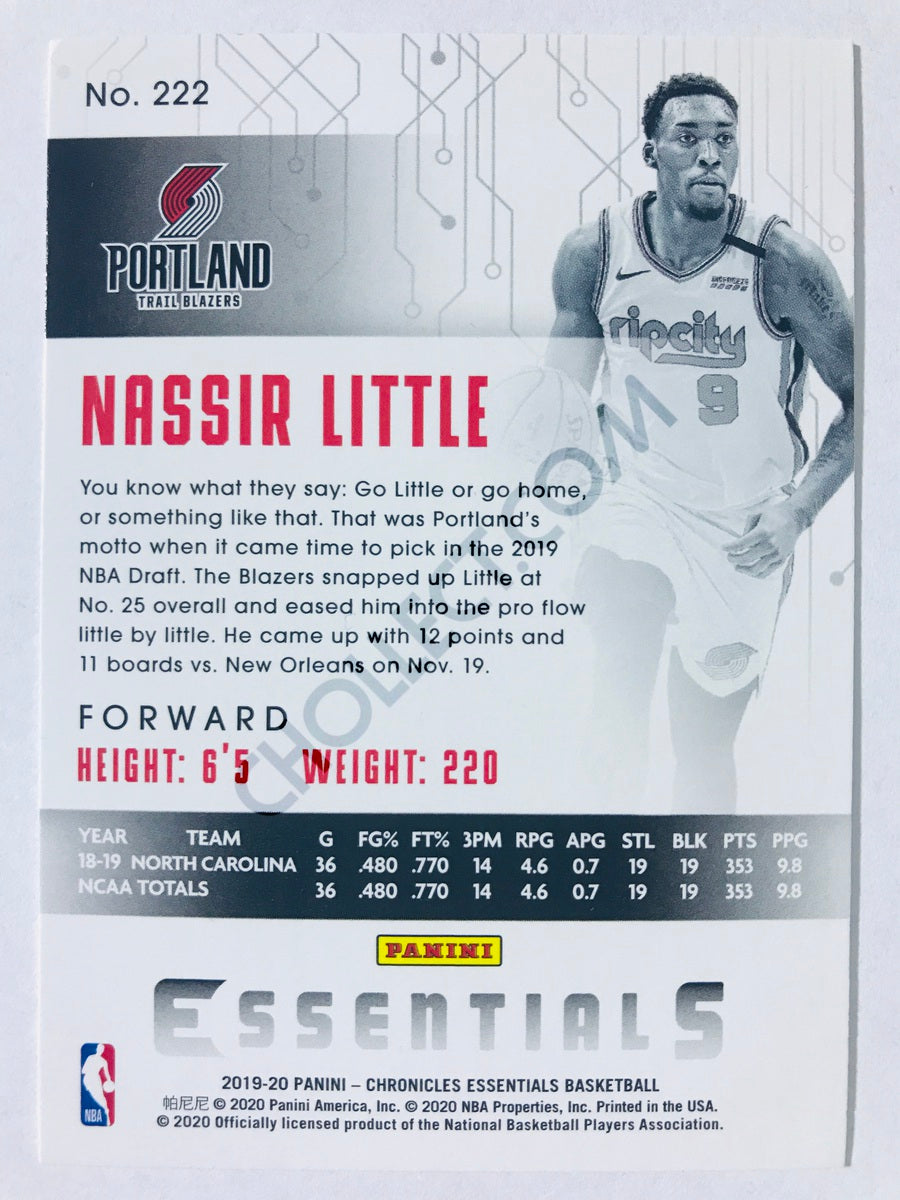 Nassir Little - Portland Trail Blazers 2019-20 Panini Chronicles Essentials RC Rookie #222