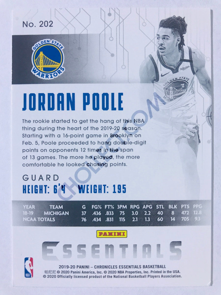 Jordan Poole - Golden State Warriors 2019-20 Panini Chronicles Essentials Pink Parallel RC Rookie #202