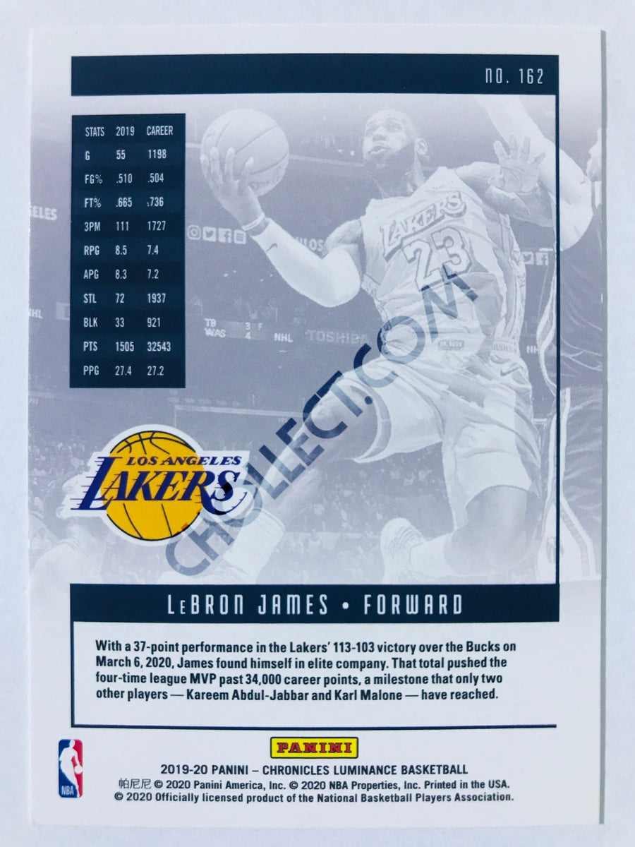 LeBron James - Los Angeles Lakers 2019-20 Panini Chronicles Luminance #162