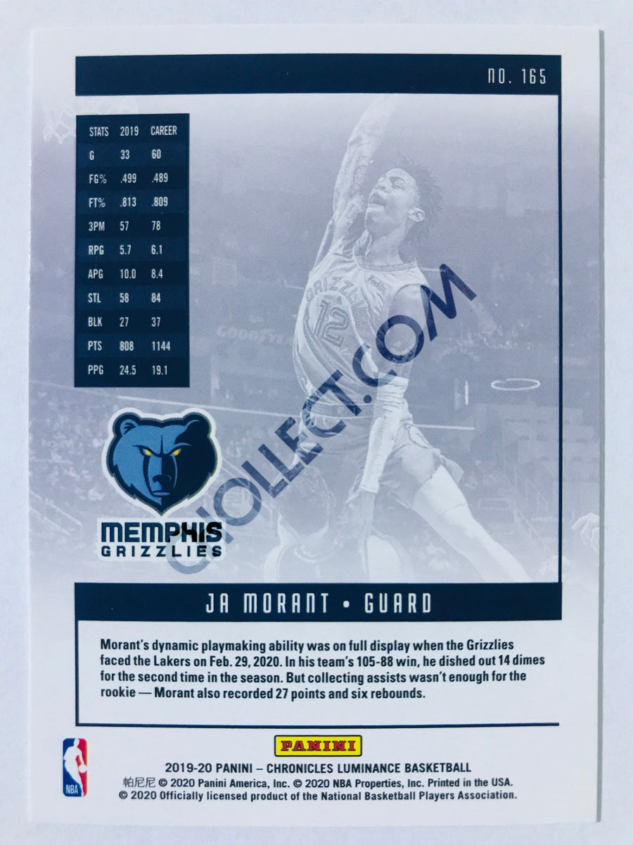Ja Morant - Memphis Grizzlies 2019-20 Panini Chronicles Luminance RC Rookie #165
