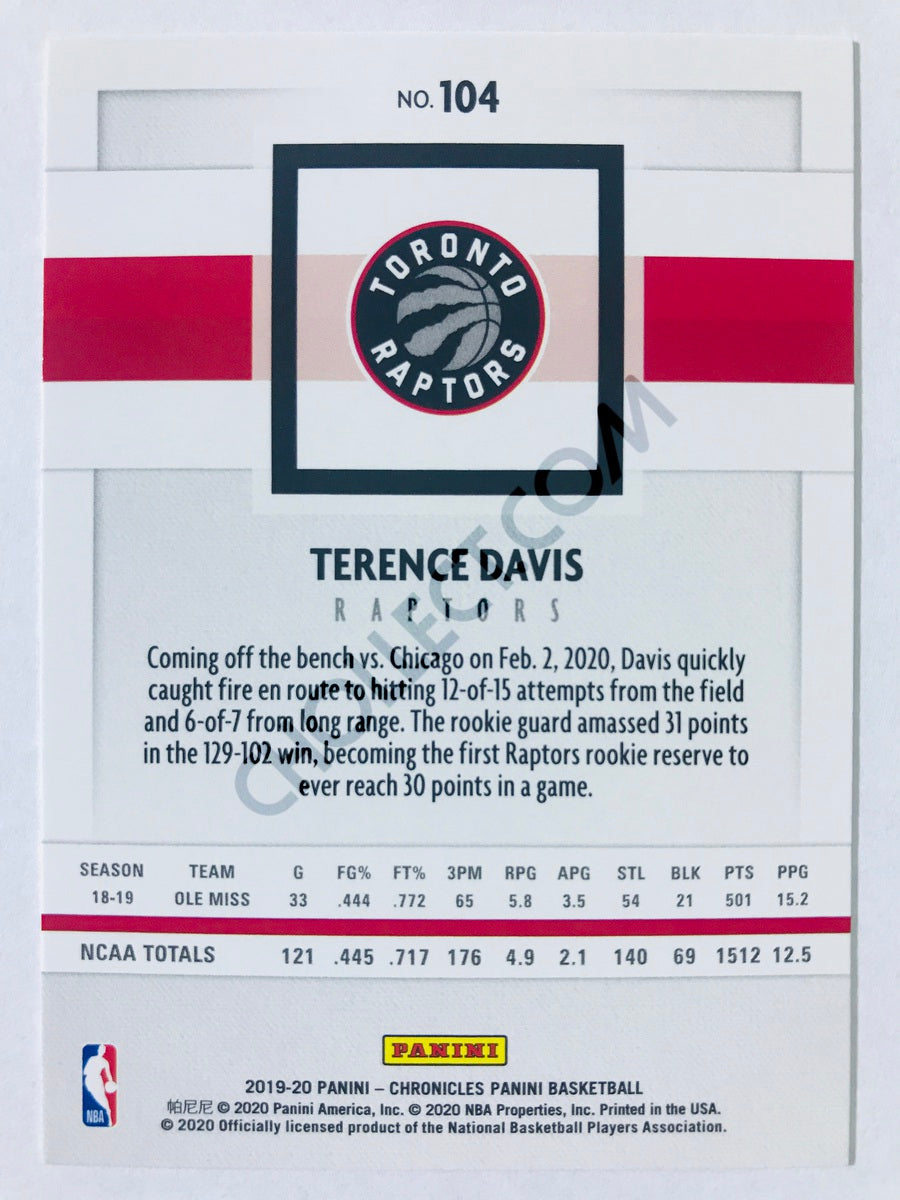 Terence Davis - Toronto Raptors 2019-20 Panini Chronicles Panini RC Rookie #104