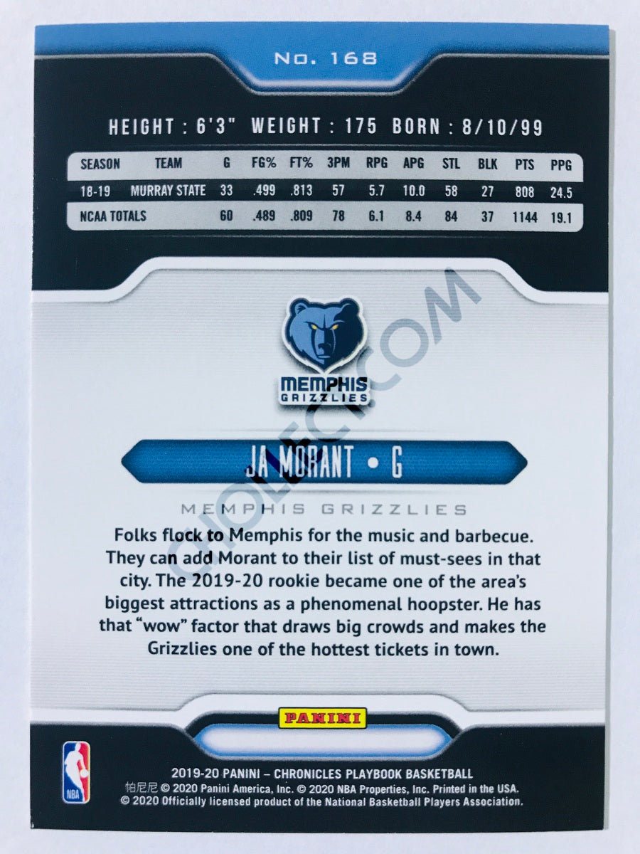 Ja Morant - Memphis Grizzlies 2019-20 Panini Chronicles Playbook RC Rookie #168