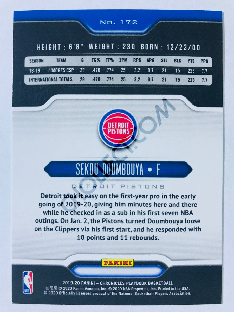 Sekou Doumbouya - Detroit Pistons 2019-20 Panini Chronicles Playbook RC Rookie #172
