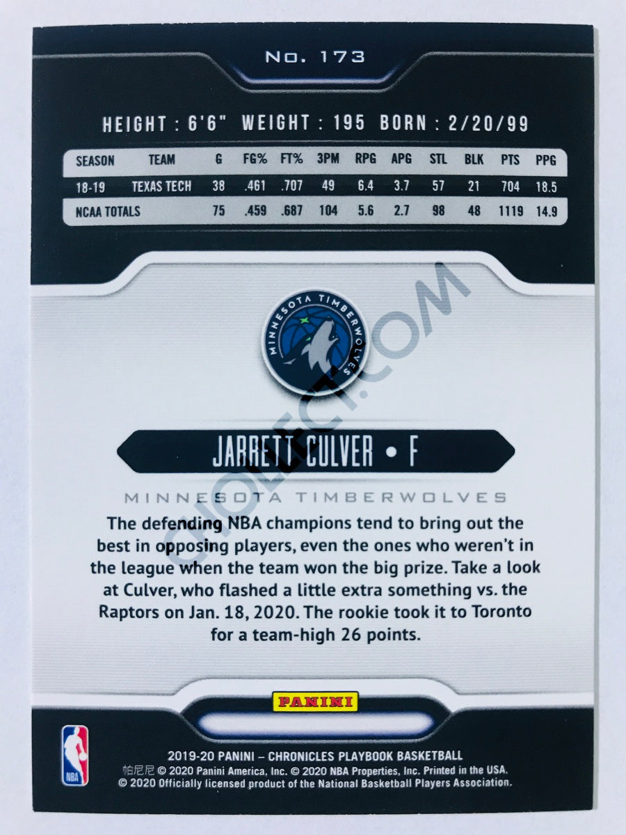 Jarrett Culver - Minnesota Timberwolves 2019-20 Panini Chronicles Playbook RC Rookie #173