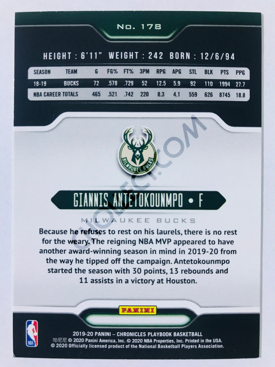 Giannis Antetokounmpo - Milwaukee Bucks 2019-20 Panini Chronicles Playbook #178