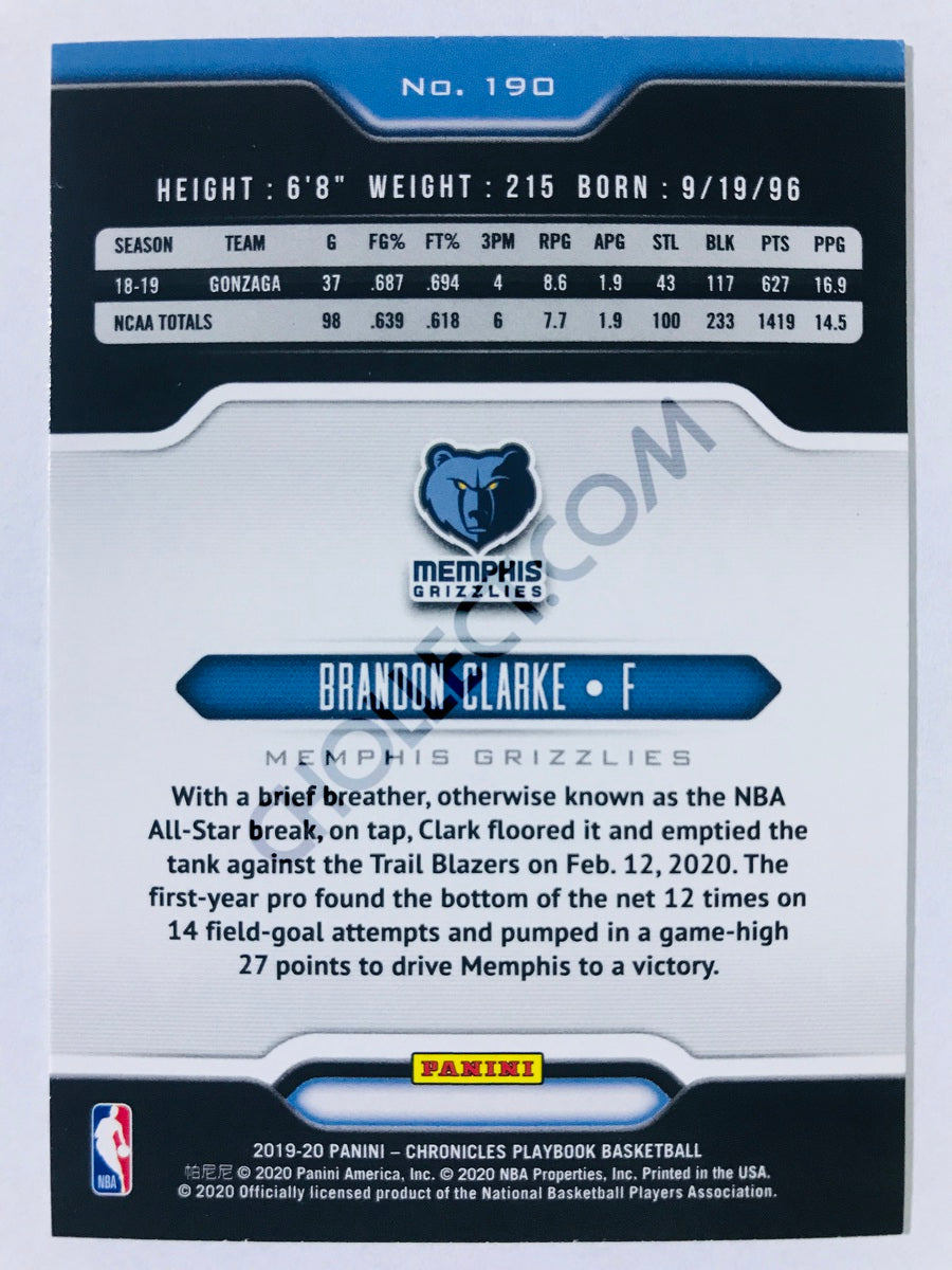 Brandon Clarke - Memphis Grizzlies 2019-20 Panini Chronicles Playbook RC Rookie #190