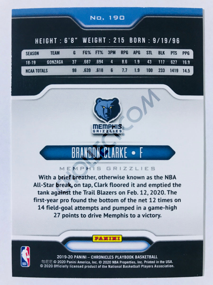 Brandon Clarke - Memphis Grizzlies 2019-20 Panini Chronicles Playbook Pink Parallel RC Rookie #190