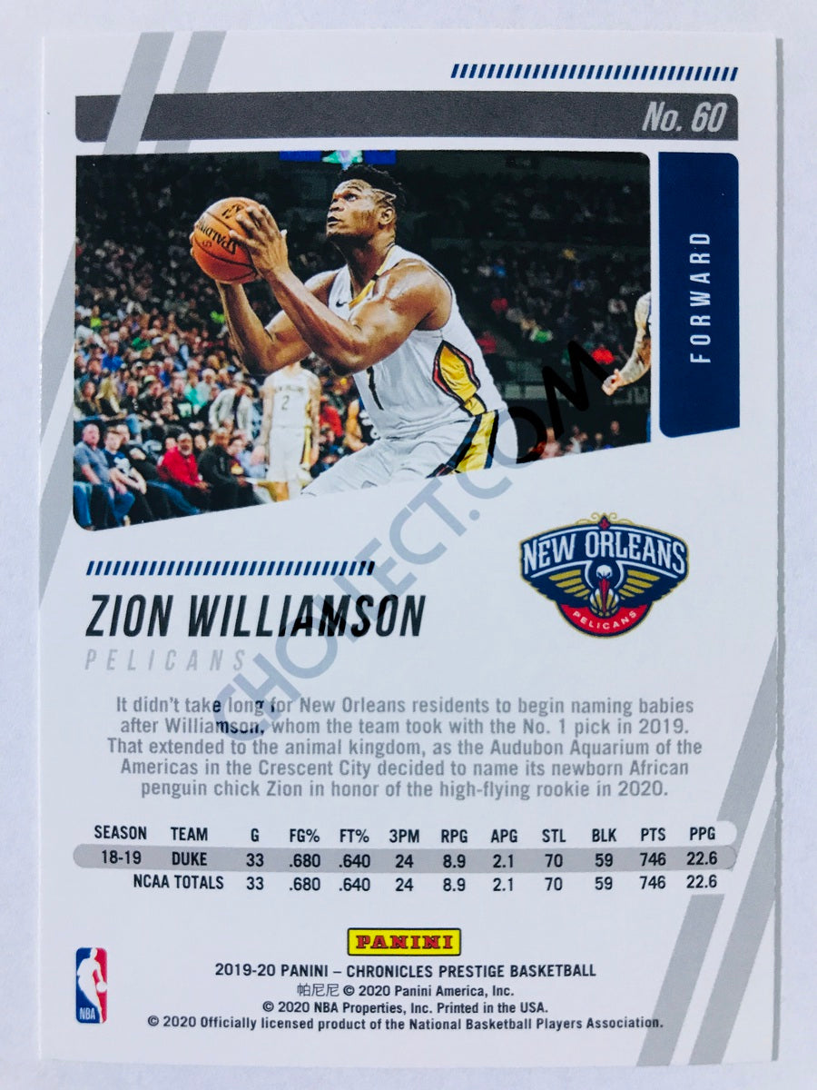 Zion Williamson - New Orleans Pelicans 2019-20 Panini Chronicles Prestige RC Rookie #60