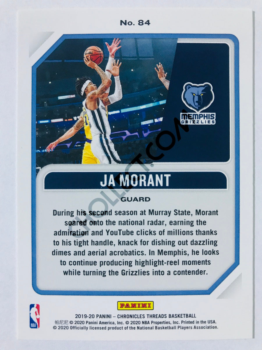 Ja Morant - Memphis Grizzlies 2019-20 Panini Chronicles Threads Pink Parallel RC Rookie #84