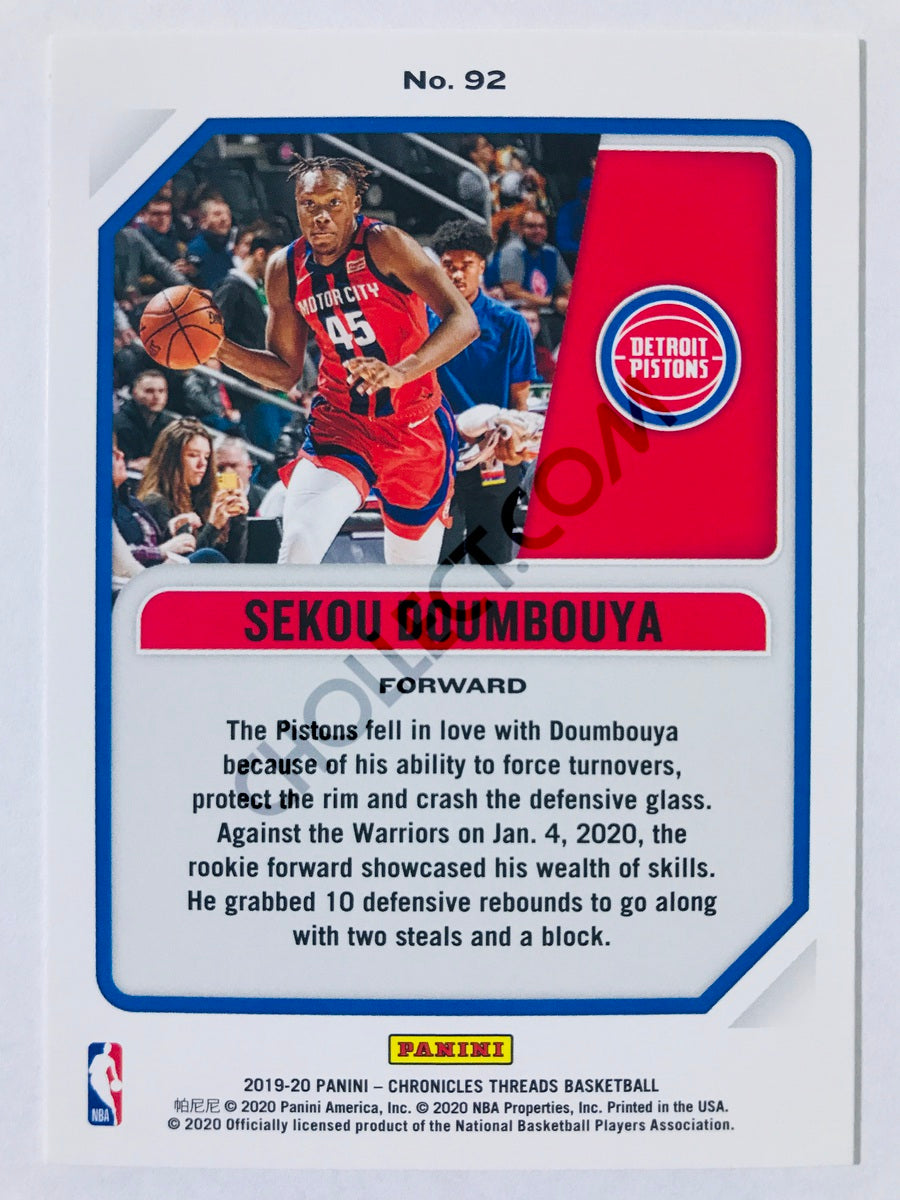 Sekou Doumbouya - Detroit Pistons 2019-20 Panini Chronicles Threads Pink Parallel RC Rookie #92
