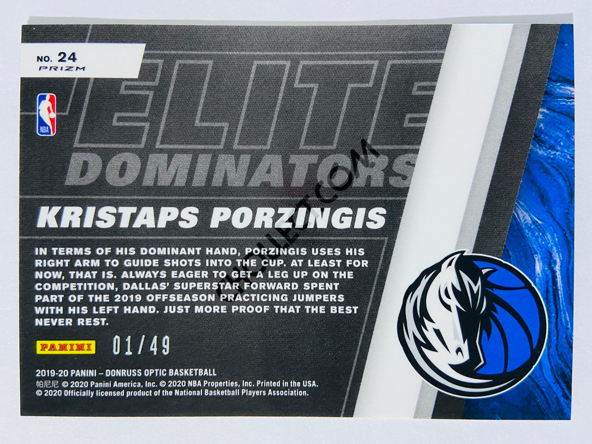 Kristaps Porzingis - Dallas Mavericks 2019-20 Panini Donruss Optic Elite Dominators Blue Parallel #24 | 01/49