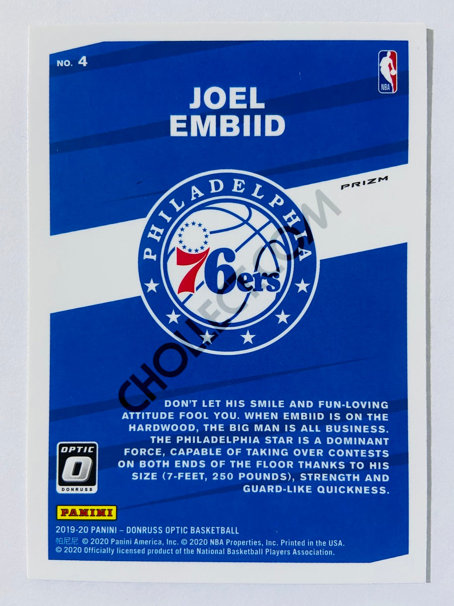 Joel Embiid - Philadelphia 76ers 2019-20 Panini Donruss Optic My House! Purple Parallel #4