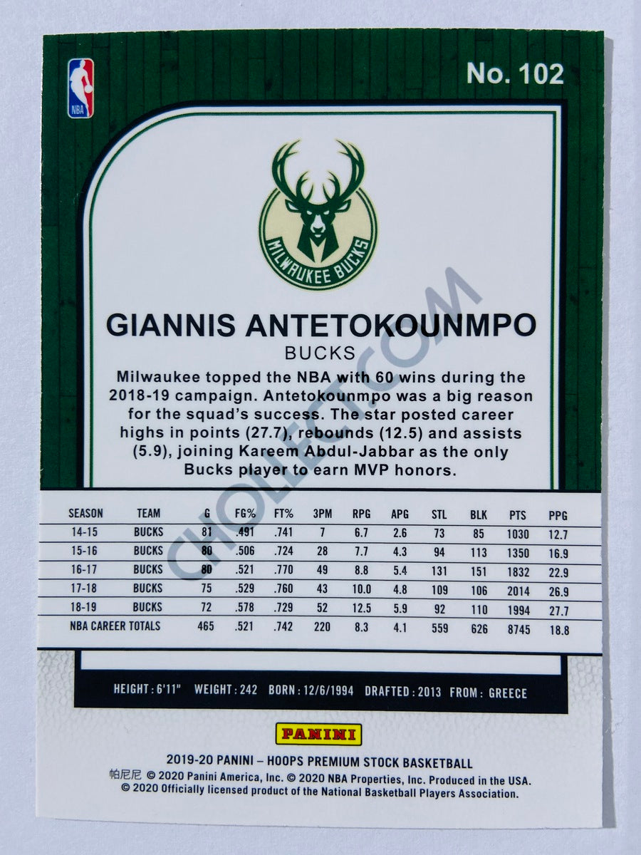 Giannis Antetokounmpo - Milwaukee Bucks 2019-20 Panini Hoops Premium Stock #102