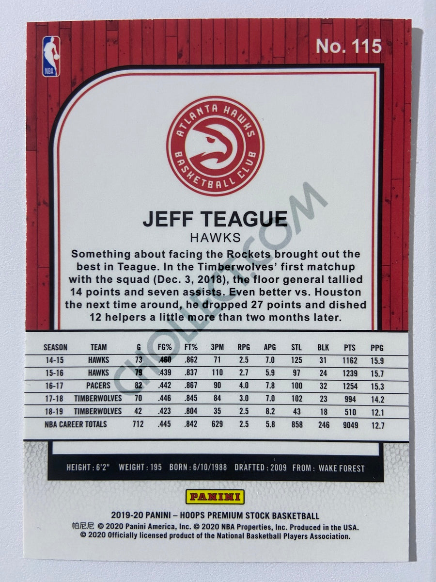 Jeff Teague - Atlanta Hawks 2019-20 Panini Hoops Premium Stock #115