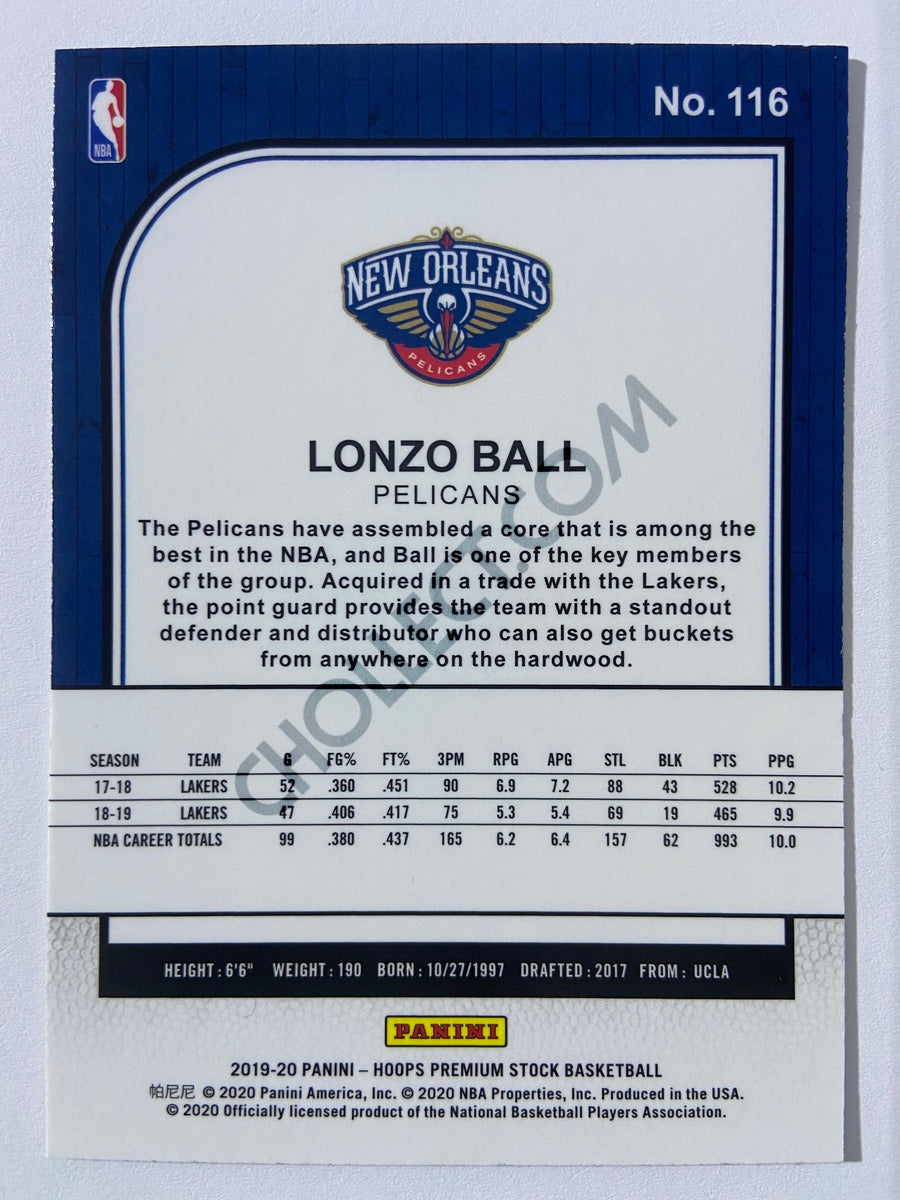 Lonzo Ball - New Orleans Pelicans 2019-20 Panini Hoops Premium Stock #116
