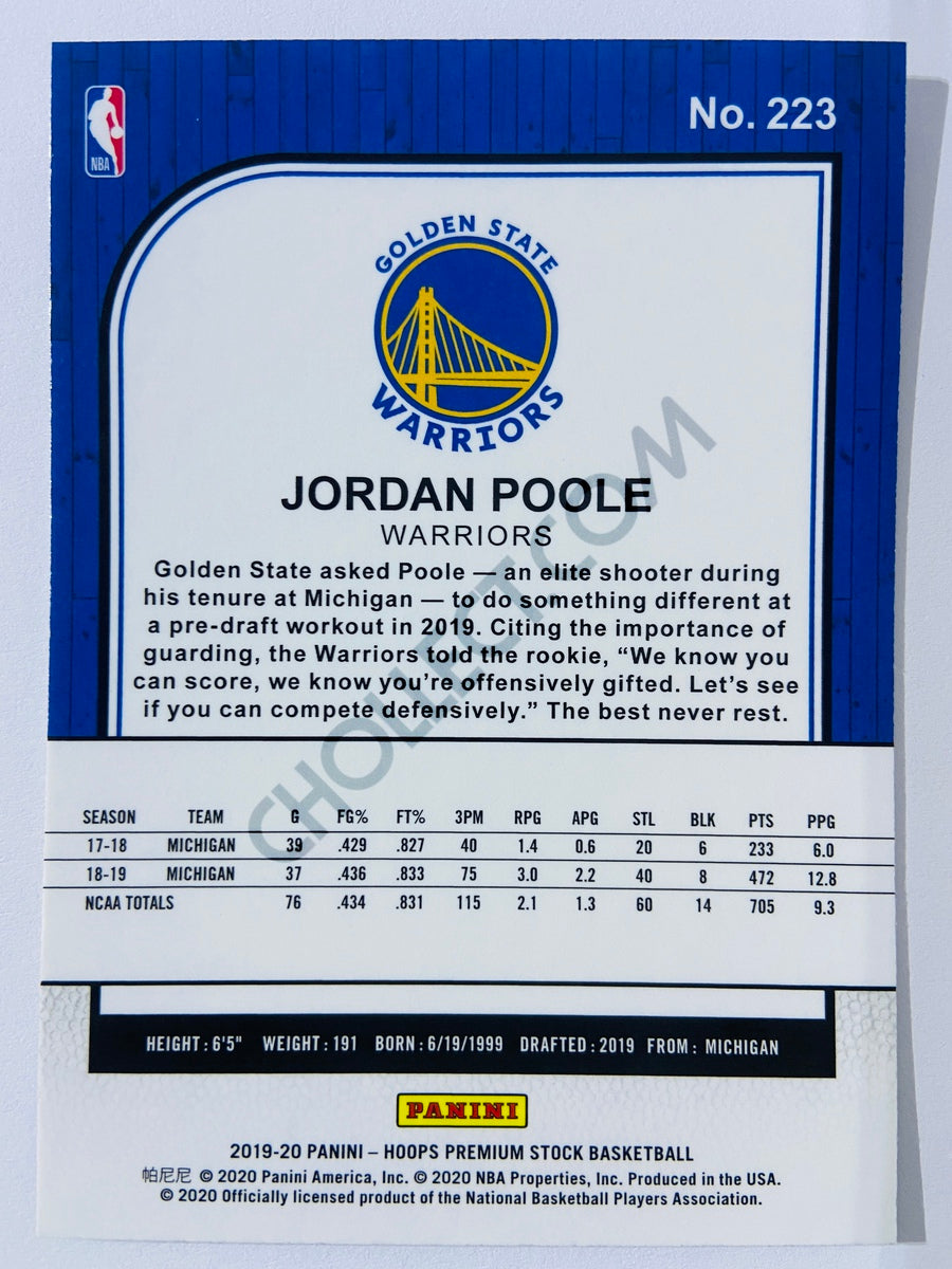 Jordan Poole - Golden State Warriors 2019-20 Panini Hoops Premium Stock RC Rookie #223