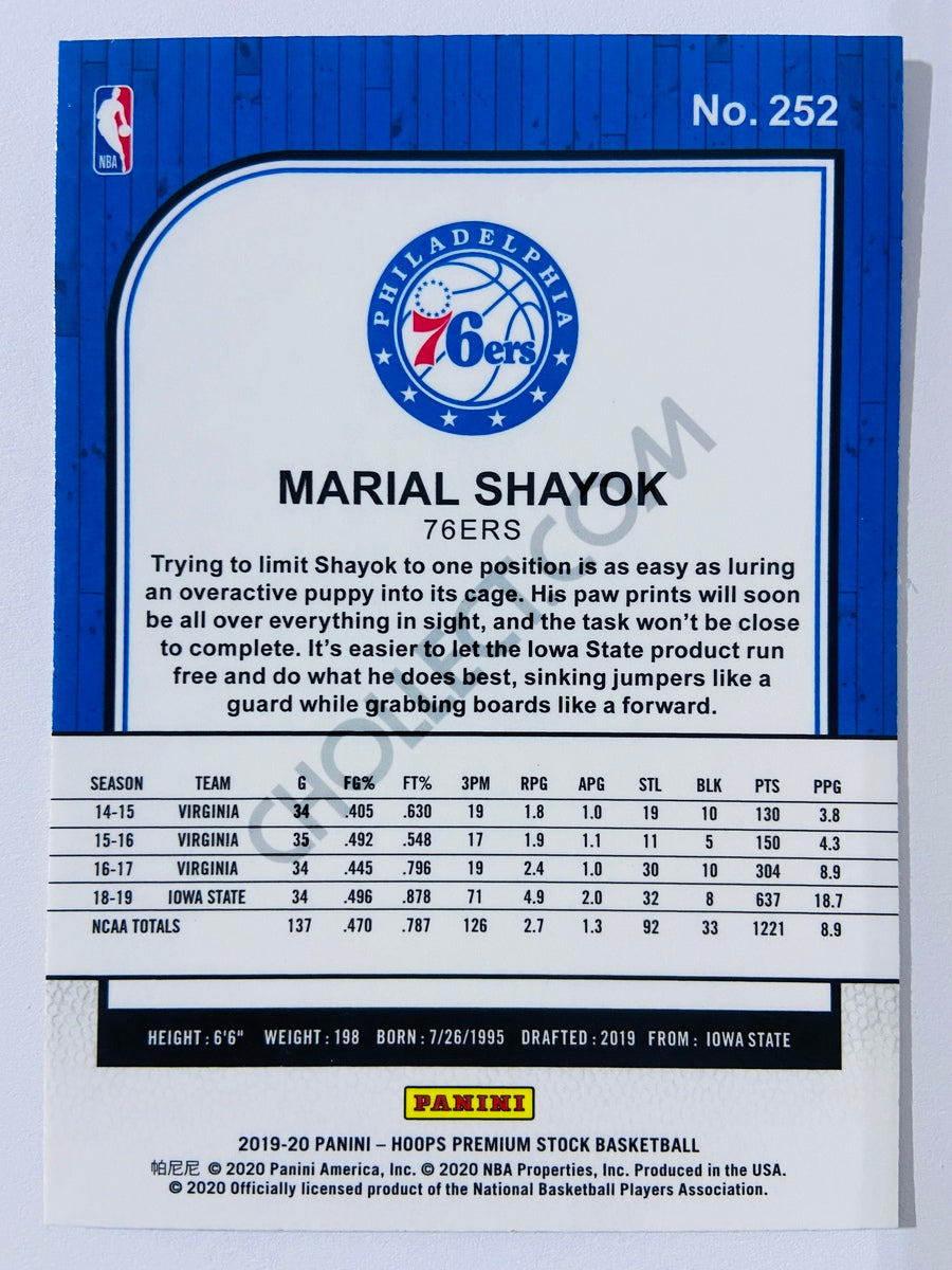 Marial Shayok - Philadelphia 76ers 2019-20 Panini Hoops Premium Stock RC Rookie #252