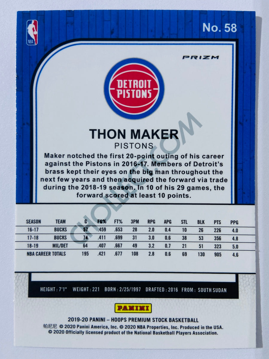 Thon Maker - Detroit Pistons 2019-20 Panini Hoops Premium Stock Silver Parallel #58